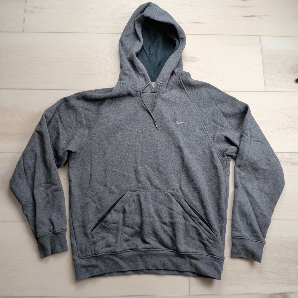 Vintage Nike Pullover Hoodie Mens Medium Charcoal Grey Raglan Fleece 196185-071